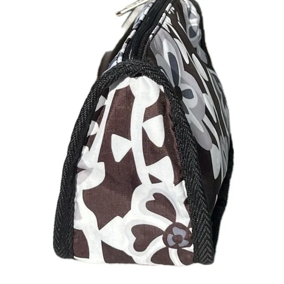 leSportsac Cosmetic Bag Hawaii Zippered Pouch Floral Black White Gray - Picture 15 of 17